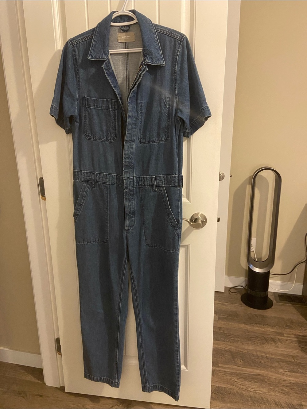 Everlane Denim Short-Sleeve Utility Jumpsuit - Blue